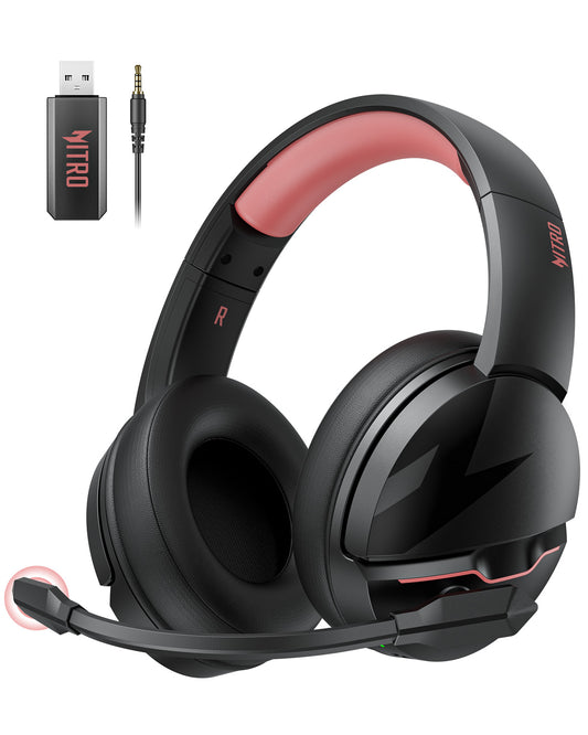 acer PS5 Headset | Non-Stop 100H Battery | Dynamic 50mm Drivers | Clear Voice Mic | Bluetooth5.3, 3.5mm | Gaming Headphones for PC, Meeting, Music, PS4 Headset& Wireless Gaming Headset-Black Pink